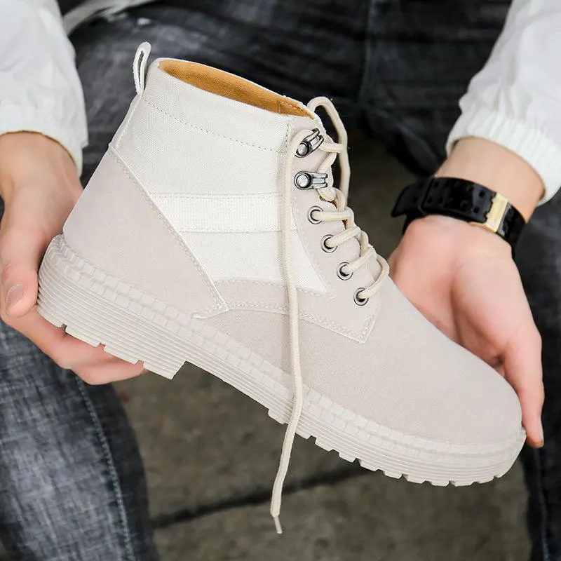 High Top Martin Boots British Canvas Suede Warm Shoes Winter Fashion Chelsea Boots Men New Mens Casual High Fashion Ankle Boots