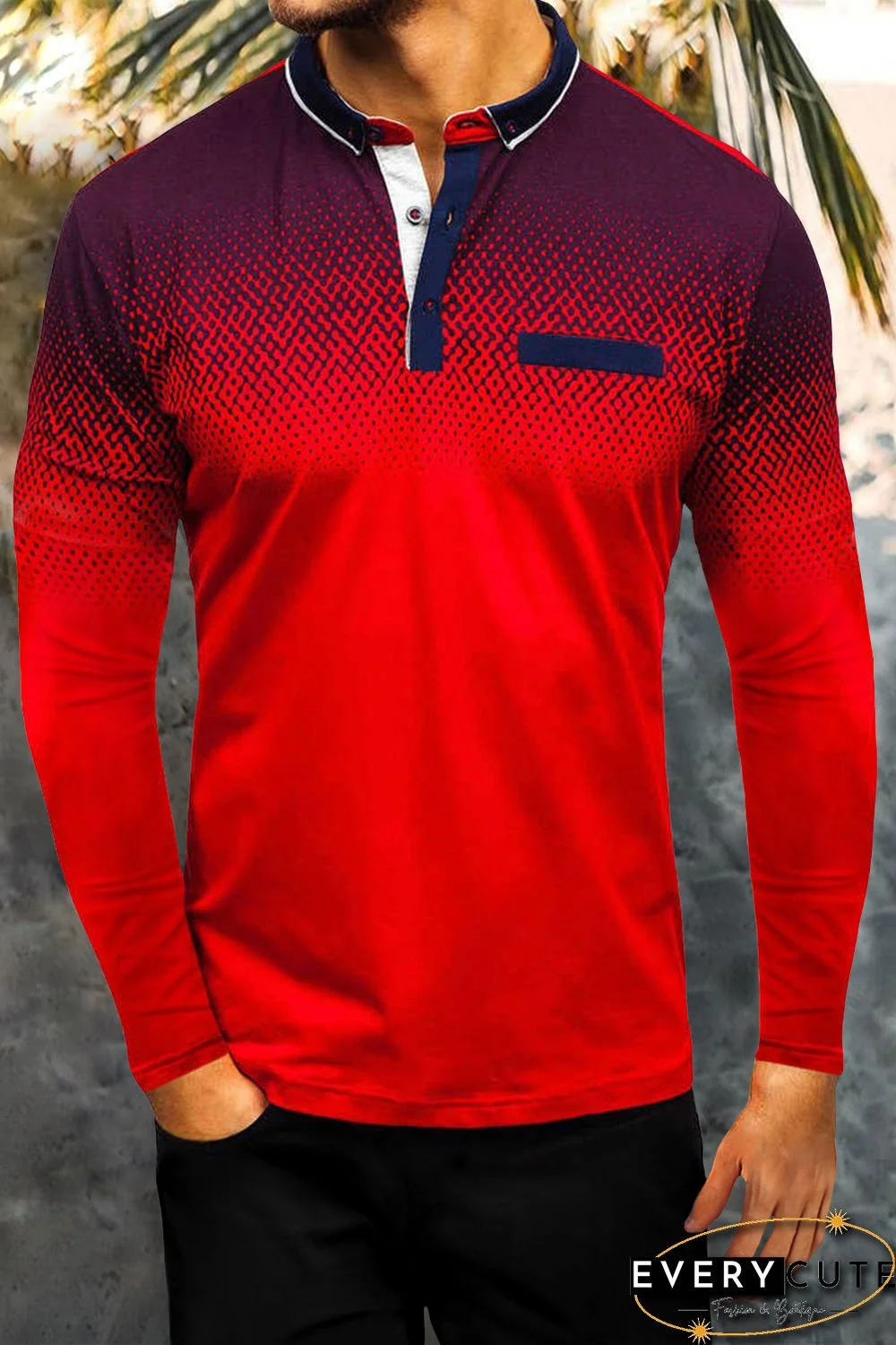 Red Gradient Men's Polo Shirt