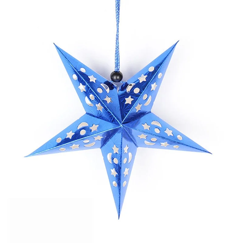 Christmas Gift 30/45/60cm 3D Star Paper Lampshade Wedding Home Pub Christmas Five-Pointed Ceiling Hanging Ornaments Decor Light