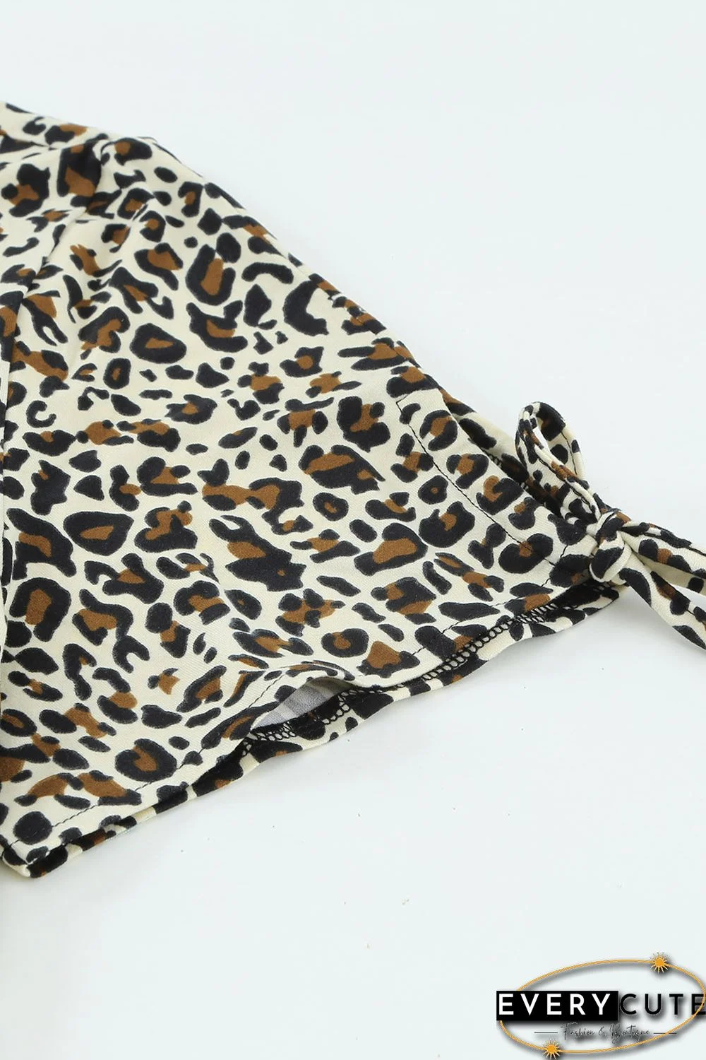 Leopard Print Ruffled Lace-up Plus Size Midi Dress