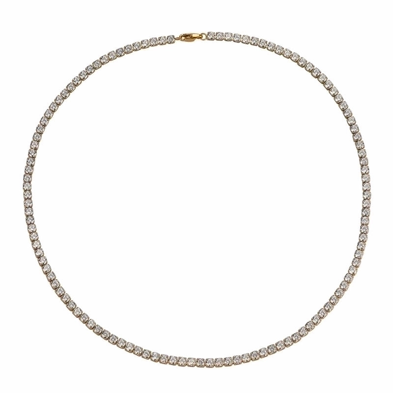 304 Stainless Steel 18K Gold Plated Hip-Hop Inlay Solid Color Zircon Necklace