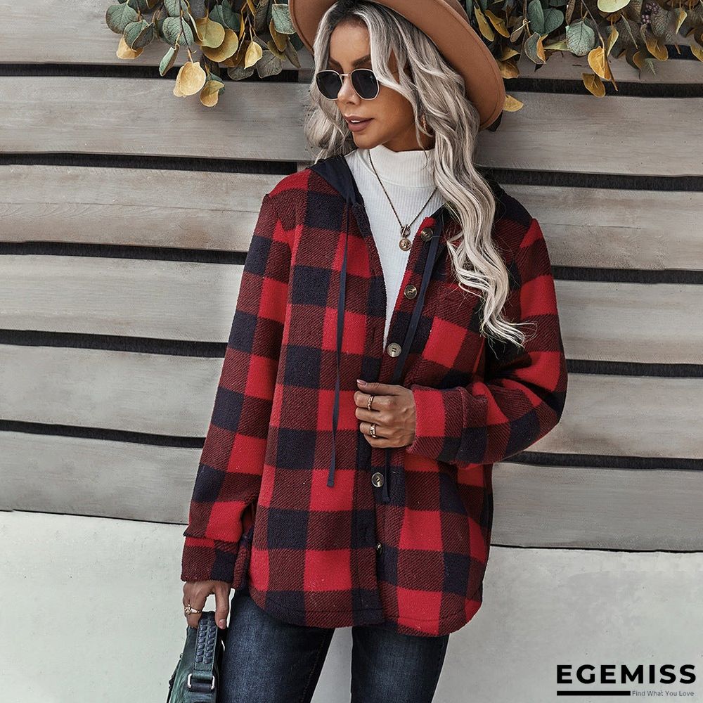 Cheetah Plaid Camouflage Print Button Design Teddy Coat | EGEMISS