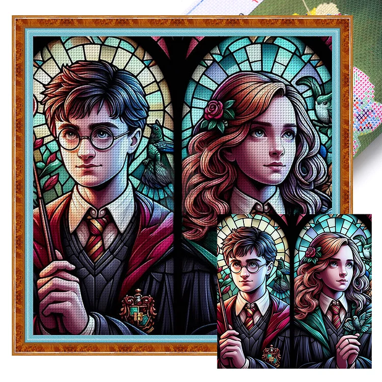 Harry Potter And Hermione Granger (50*50cm) 11CT Stamped Cross Stitch gbfke