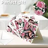 6Pcs Diamond Painting Pink Rose Lady Greeting Card Set with Envelopes for Birthdays Thanksgiving & Special Occasion
