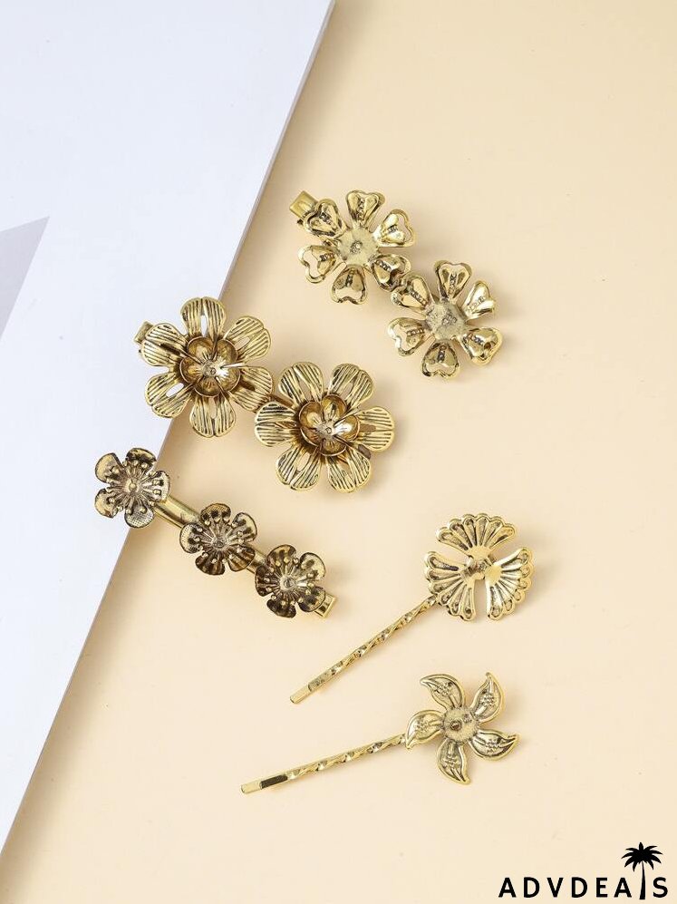 5pcs Flower Decor Hair Clip