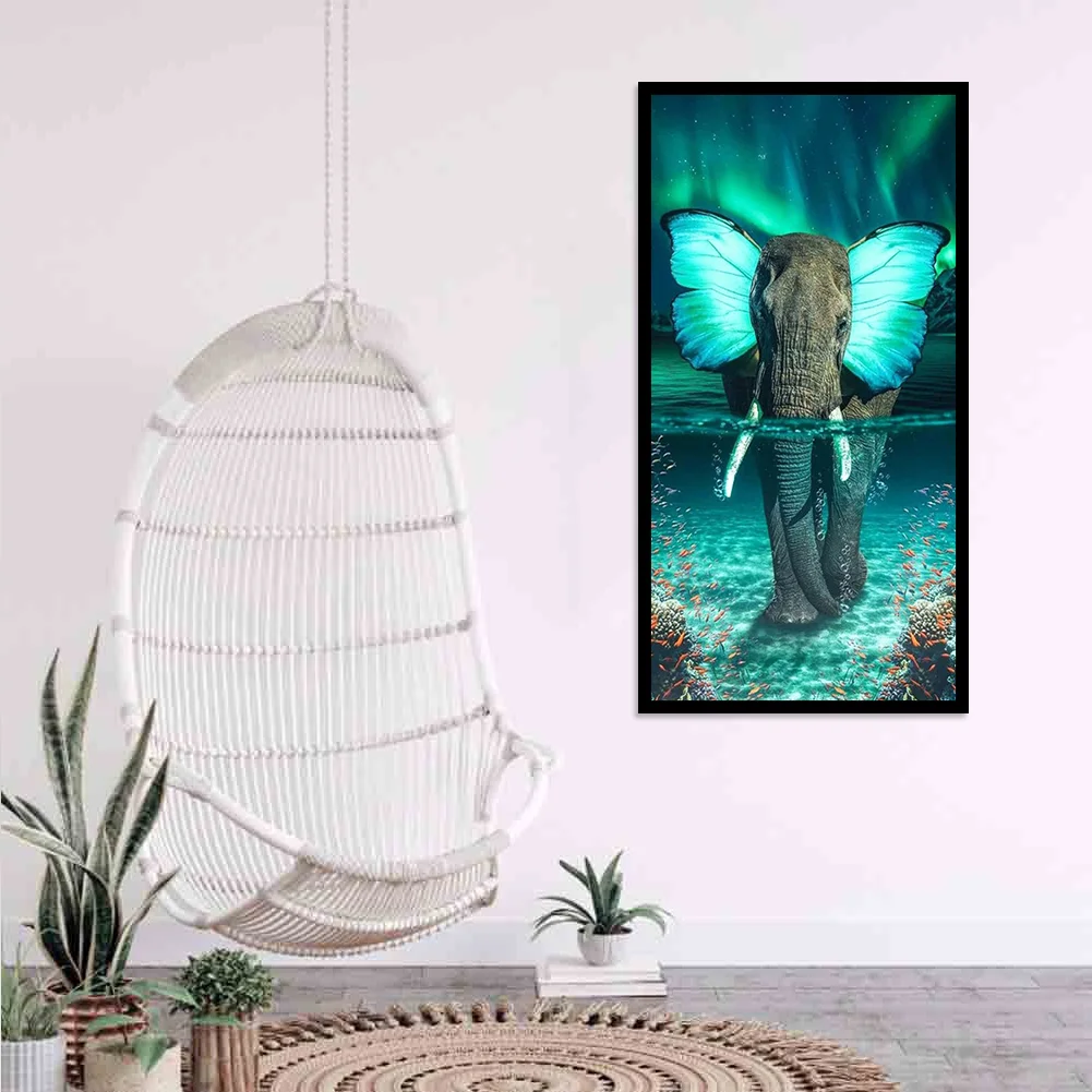 Diamond Painting - Full Round Drill - Butterfly Elephant(40*70cm)