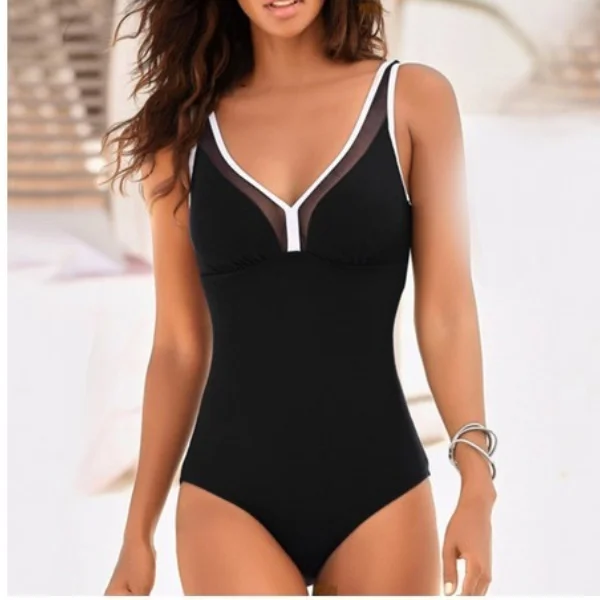 Solid Color Gauze Belly Tightening Swimsuit
