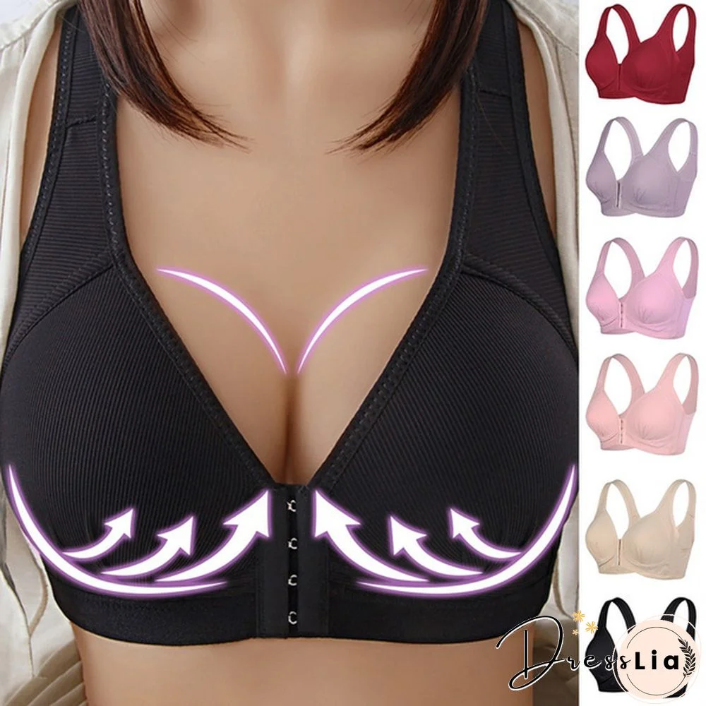 Sexy Plus Size Front Closure Sports Bra Push Up Fitness Underwear Shockproof BreathableGym Fitness Running Yoga Sports Top