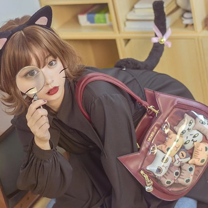 Harajuku Kawaii Cat Ear Lolita Transparent Handbag SS0756
