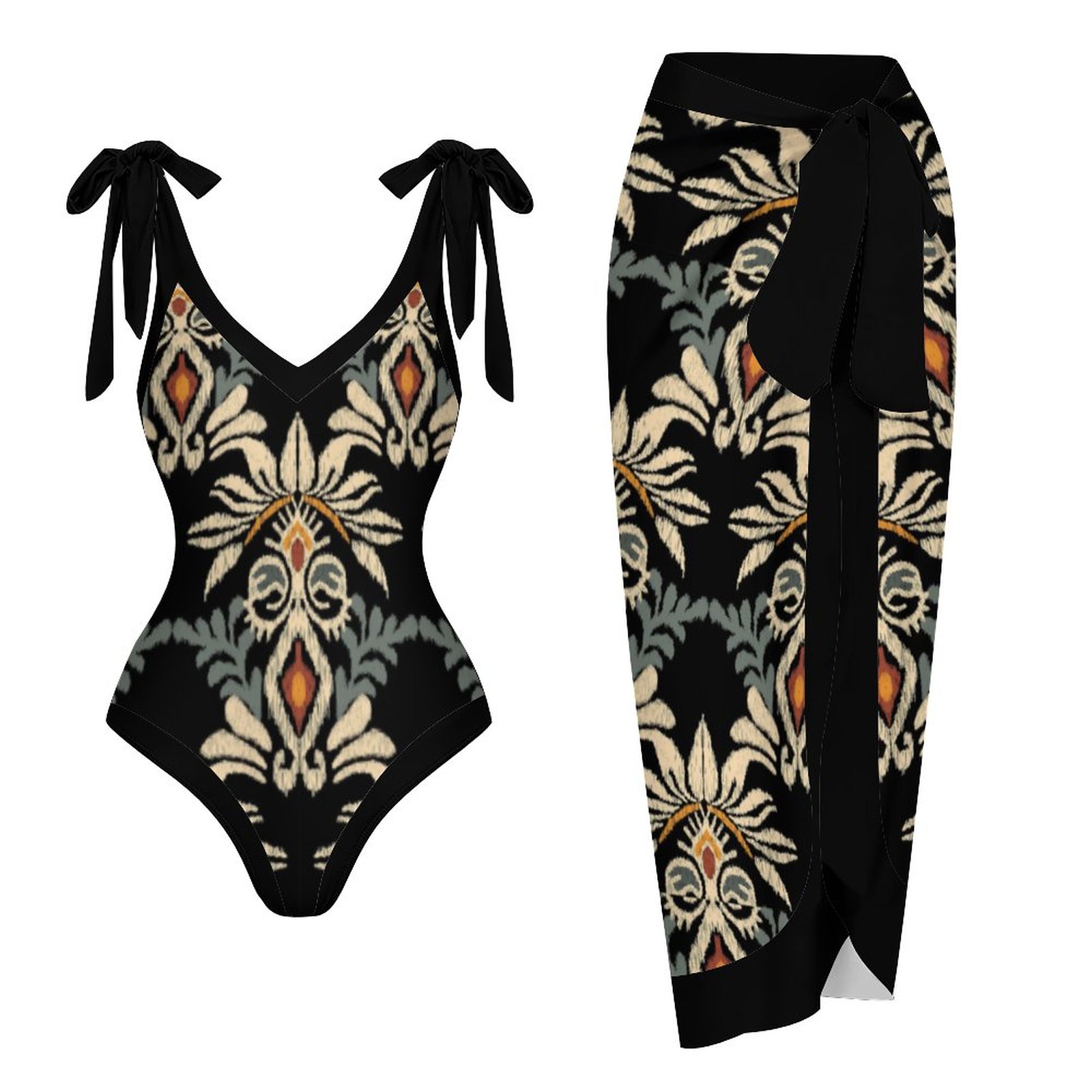 Rotimia Casual Printed One-Piece Swimsuit And Cover Up