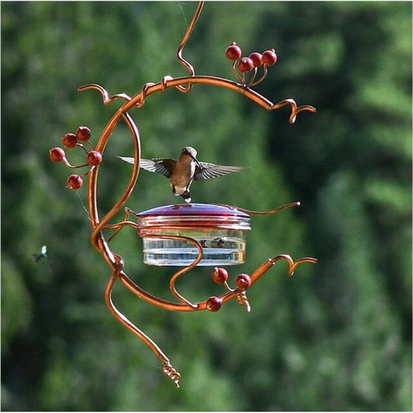 Red Berries Hummingbird Feeder, Copper Hummingbird Swing