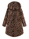 Cozy Leopard Fleece Hooded Fuzzy Asymmetrical Hem Button Teddy Bear Coat