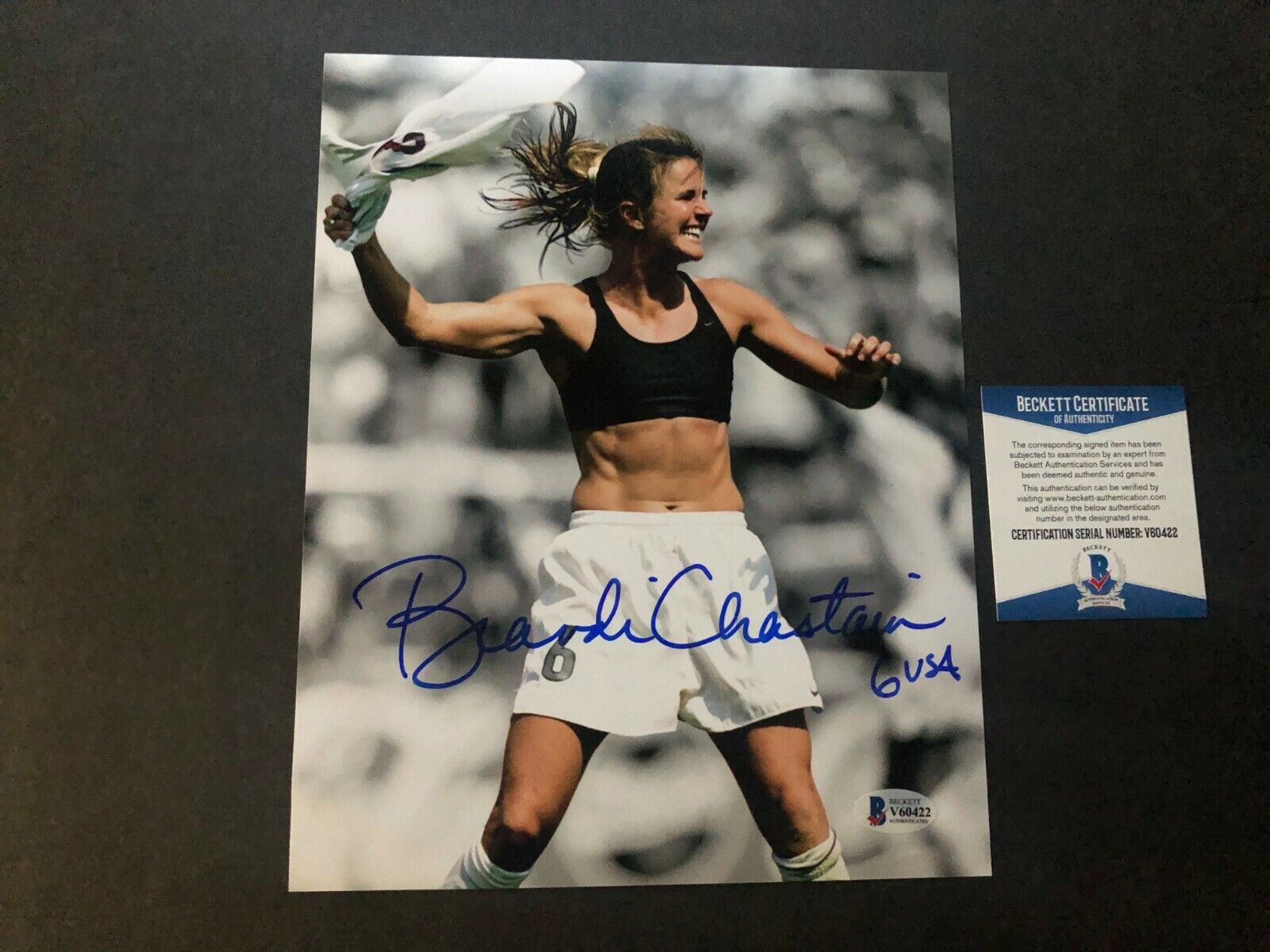 Brandi Chastain signed autographed US soccer legend 8x10 Photo Poster painting Beckett BAS coa