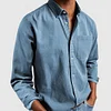 Gioiacombo&trade; Camicia in denim con risvolto a maniche lunghe vintage da uomo