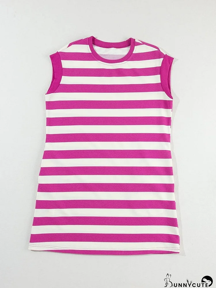 Short Sleeve Striped Shift Dress