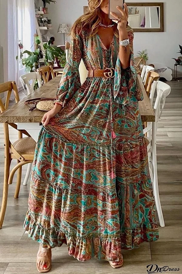 Down The West Coast Bohemia Print Maxi Dress