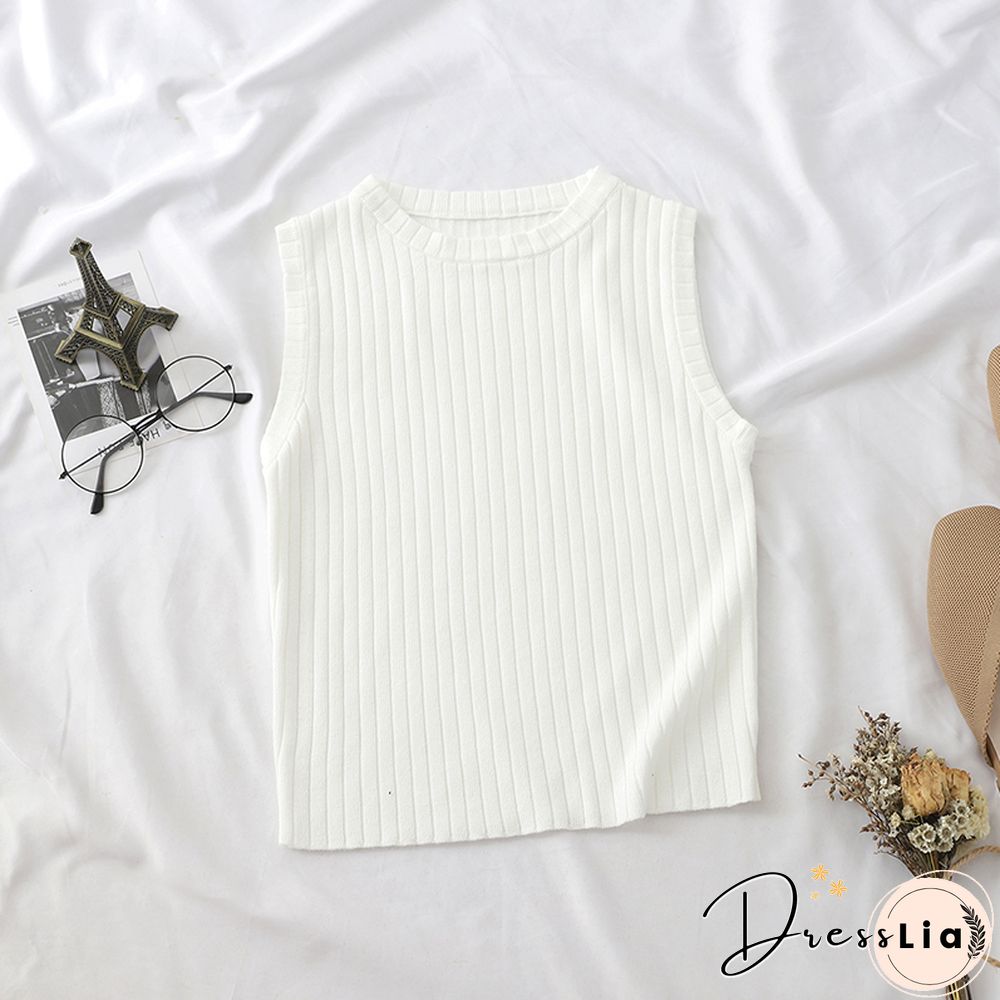 Heliar Plain Pink Knitted Tops Women Tank Tops Strapless Solid Vest For Women Vest Tops Summer Tank Tops