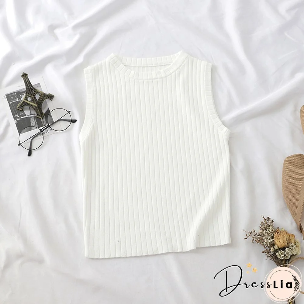 Heliar Plain Pink Knitted Tops Women Tank Tops Strapless Solid Vest For Women Vest Tops Summer Tank Tops