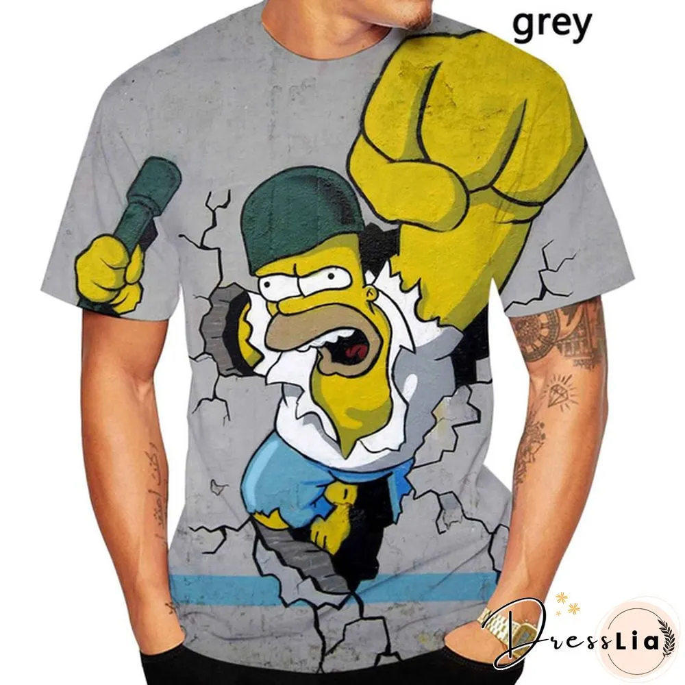 New Fashion 3D Print the Simpsons Cool T-shirt Men/women Short Sleeve Unisex Round Neck Tees