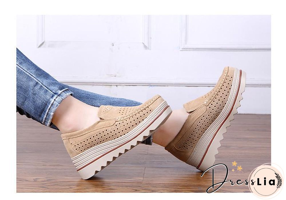 Women Shoes Platform Sneakers Slip on Flats Loafers Moccasins Hollow Out Casual Shoes