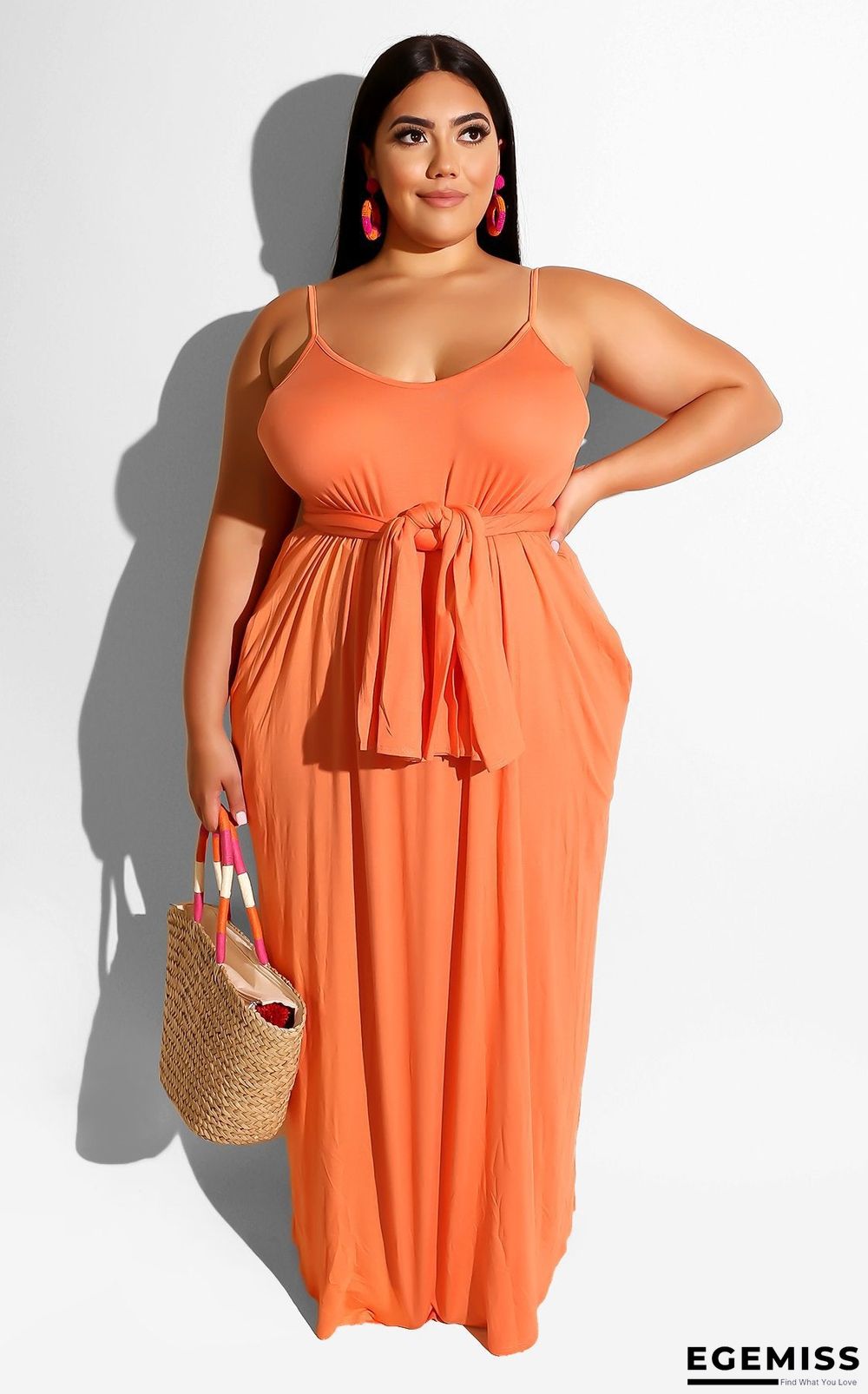 Casual Solid-colored Sling Dress Large Size Women's Wear Black Dresses | EGEMISS