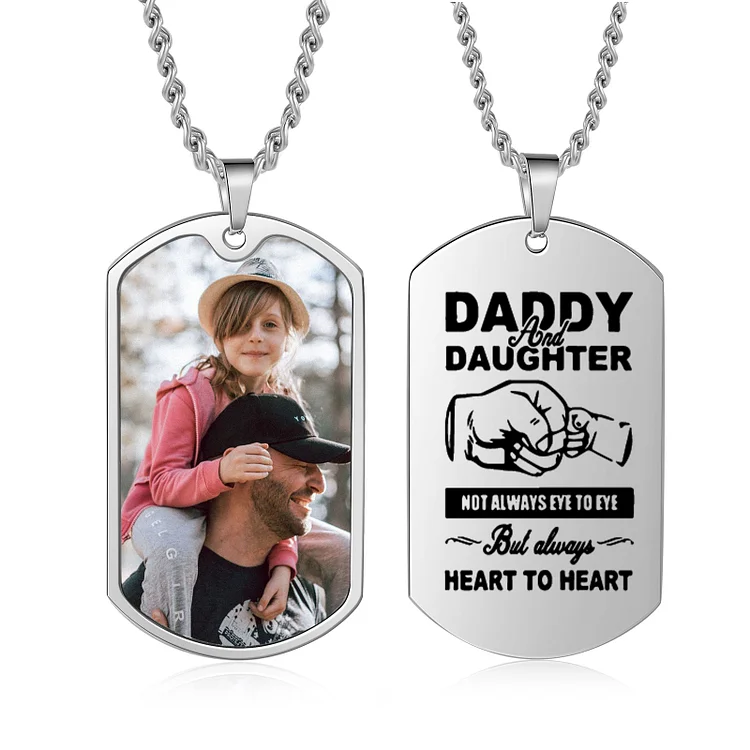 Daddy and Daughter Necklace Personalized Men's Photo Dog Tag Necklace Gift for Him