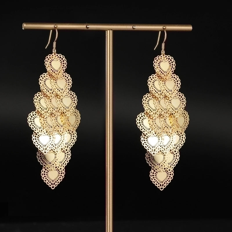 1 Pair Fashion Leaf Heart Shape Butterfly Plating Hollow Out 201 Stainless Steel 18K Gold Plated Stainless Steel Earrings