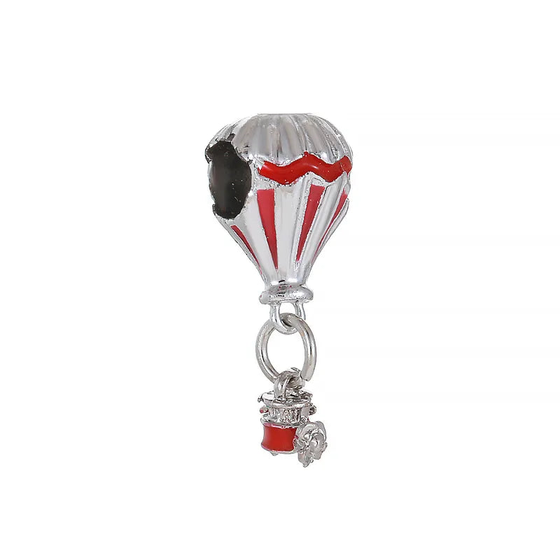 5 PCS/Package 8.5*22.7mm Hole 5~5.9mm Alloy Hot Air Balloon Pendant Beads