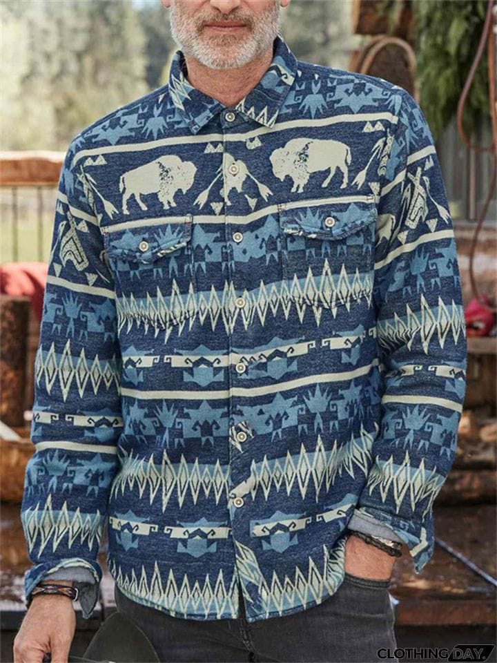 Vintage Button Up Men's Aztec Shirt