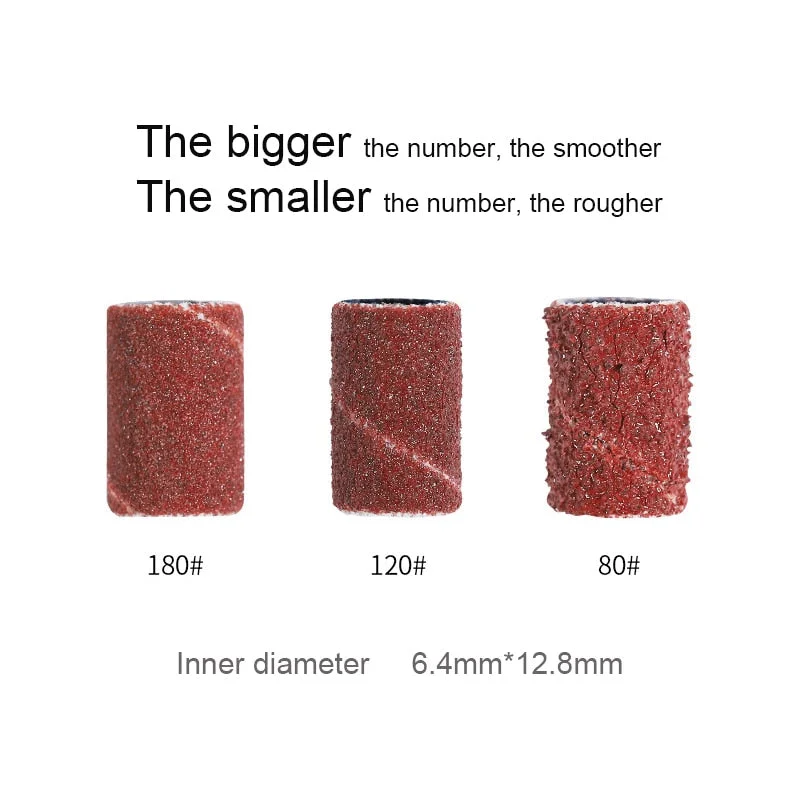 100pcs Electric Drill Sand Brands for Grinding Removal Refillable Nail Art Sand Cutter for Manicure Pedicure Ring Bits-Nail Inspo