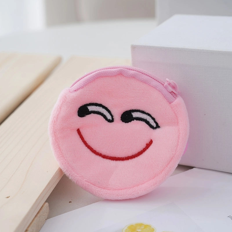 Unisex Face Plush Zipper Kids Wallets
