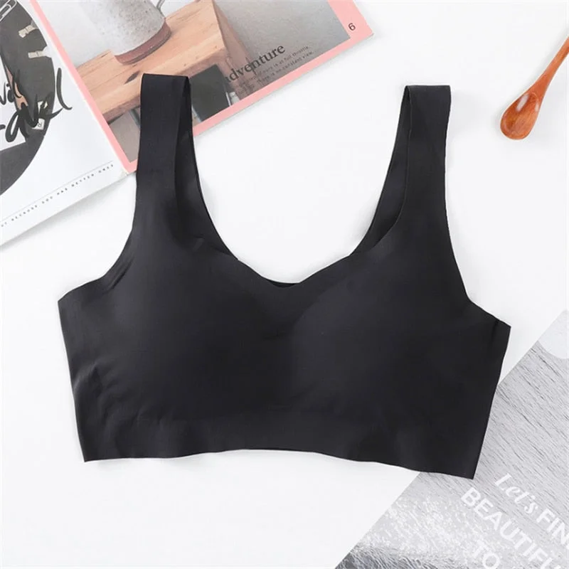 Ice Silk Bra Seamless Vest Bras Women Push Up Underwear Lingerie Sleep Top Padded Bralette Soutien Gorge нижнее белье женское