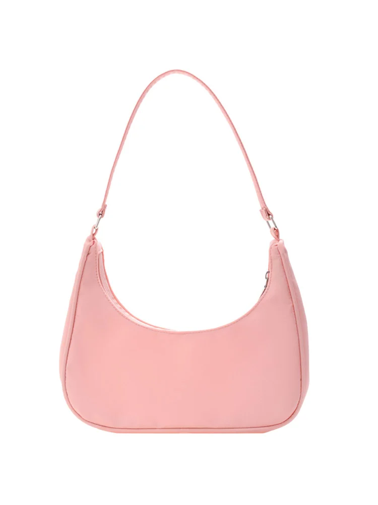 Fashion Women Pure Color Mini Underarm Hobos Bags Top-handle Handbag (Pink)