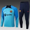2022/2023 Barcelona Half-Pull Training Suit Blue Jersey Set love fball