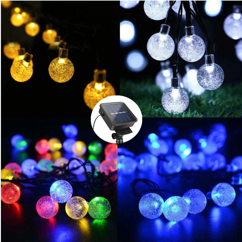 5M 7M 10M Solar Crystal Ball Lamp, LED String Lights Flash Waterproof Fairy  For Outdoor Garden Decoration