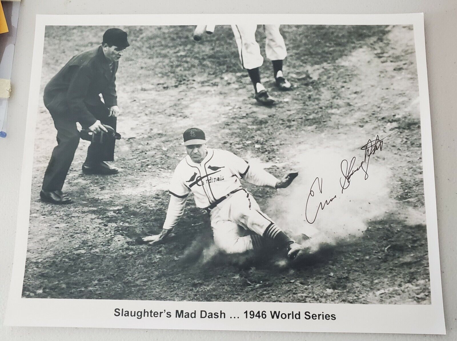 Signed 11X14 ENOS SLAUGHTER St. Louis Cardinals Autographed Photo Poster painting - COA