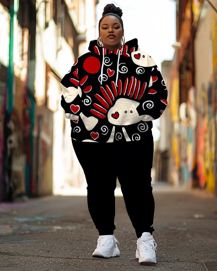 Women's Plus Size Trendy Graffiti Print Set
