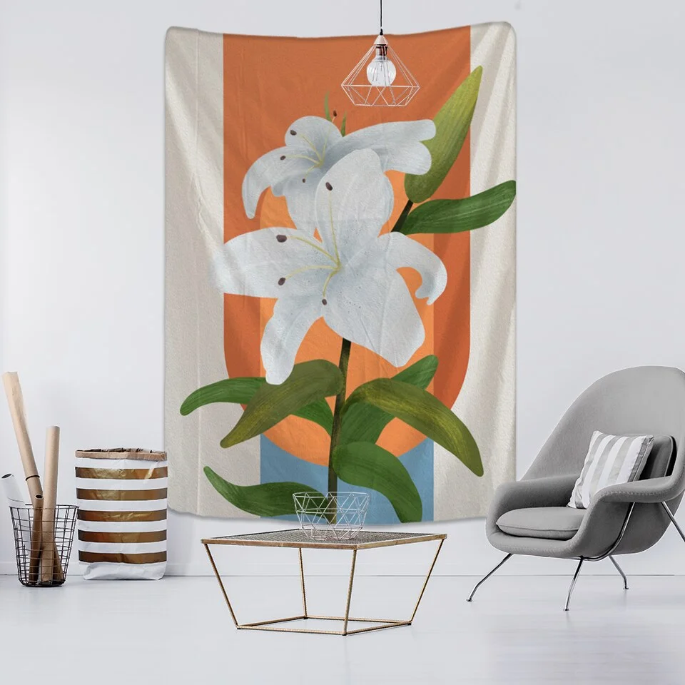 Plant Oil Painting Tapestry Wall Hanging Bohemian Hippie Witchcraft Mural Dormitory Study Aesthetics Room Home Decor