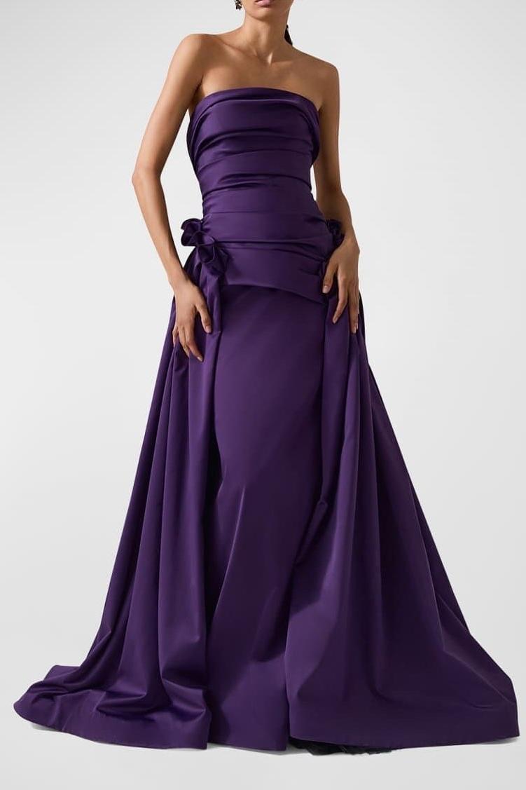 Lvs&Broner Strapless Backless Sleeveless Long A Line Prom Dress With Pleated 