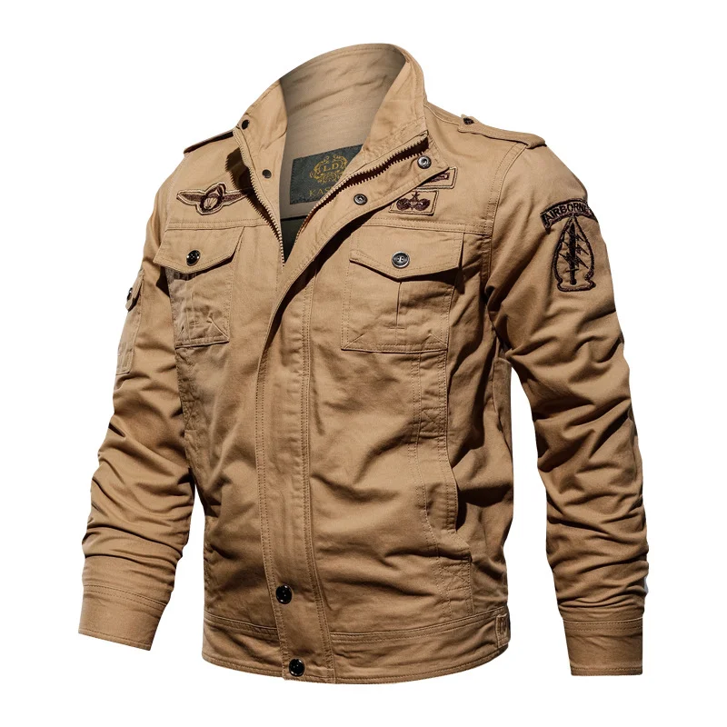 Livereid Men's Casual Multi-pockets Badge Zipper Jacket - Livereid