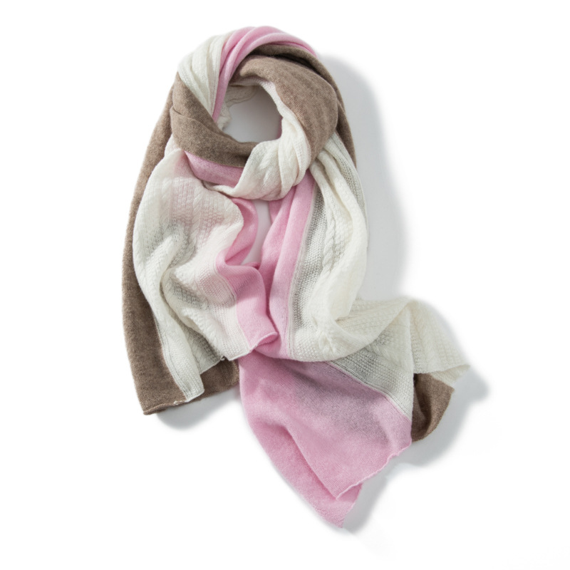 100% Cashmere Scarf Multi Color Stripes REAL SILK LIFE