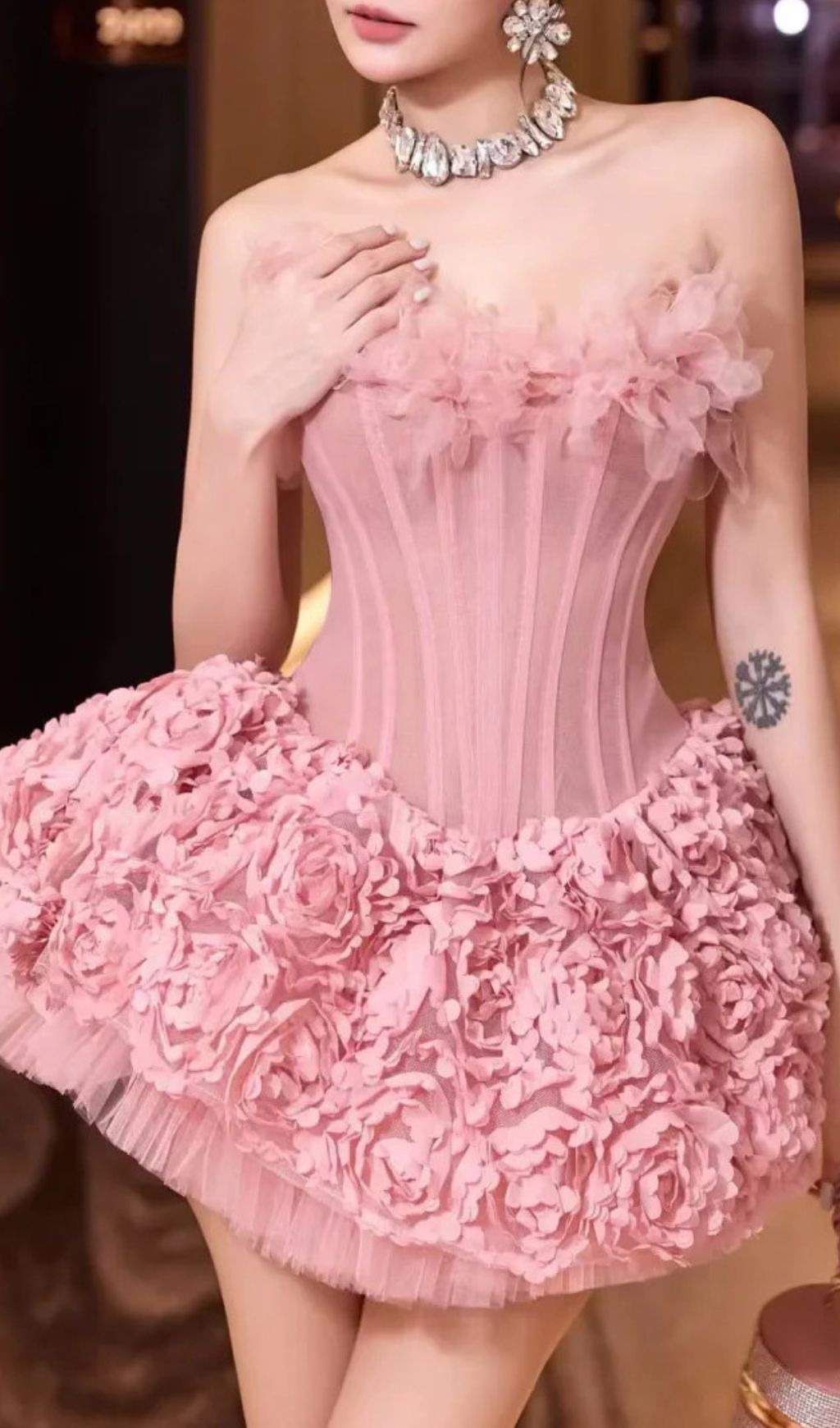 Irma Strapless Corset Flower Mini Dress