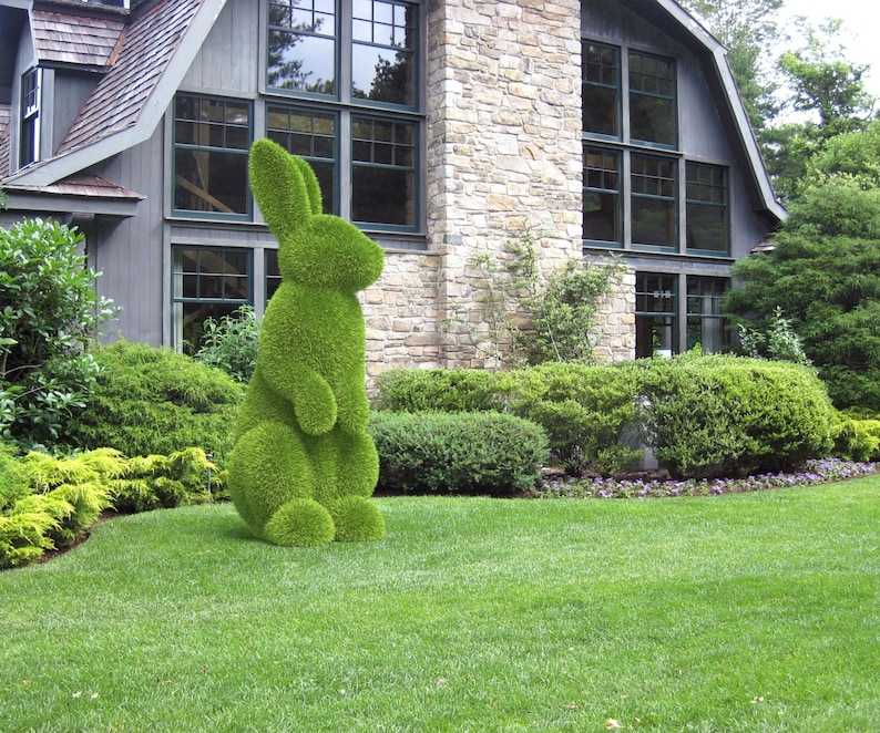 Outdoor Animal Large Rabbit Topiary Green Figures covered in Artificial ...