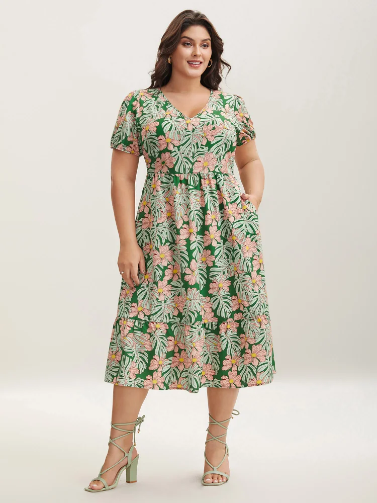 Spring Things Printed Pockets Midi Dress