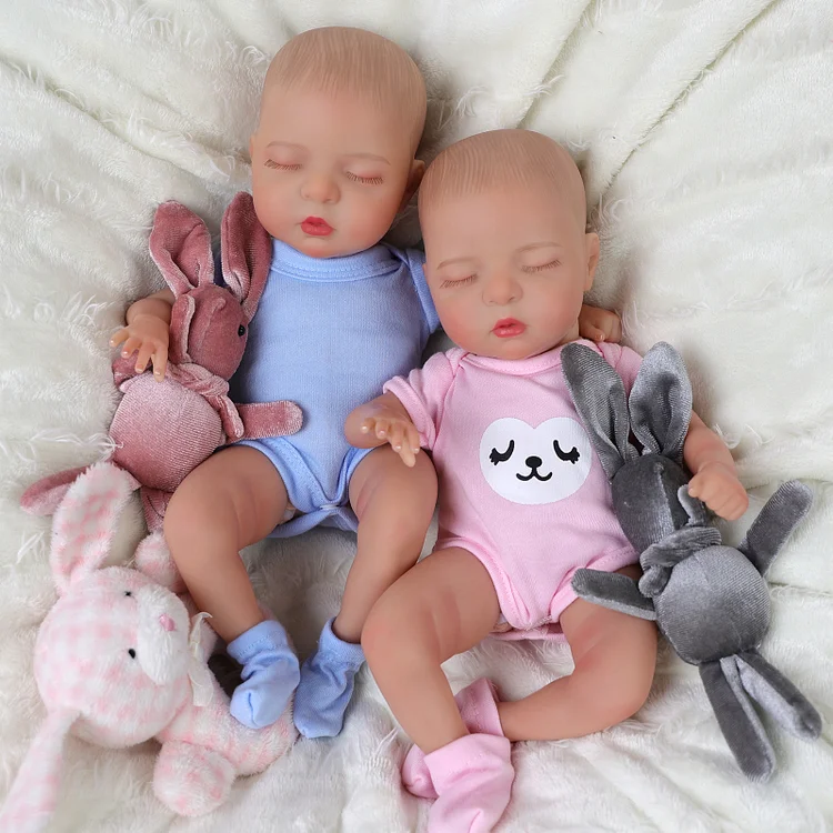 Babeside Lola 12" Realistic Reborn Baby Dolls Sleeping Twins Boy&Girl Cute Rompers