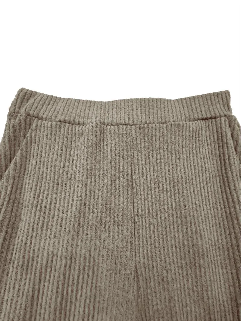 Women's Casual Striped Long Sleeve Top & Loose Pocket Pants Set, European Style Womenswear, Comfortable for Daily Wear Women's Casual Striped Long Sleeve Top & Loose Pocket Pants Set, European Style Womenswear, Comfortable for Daily Wear