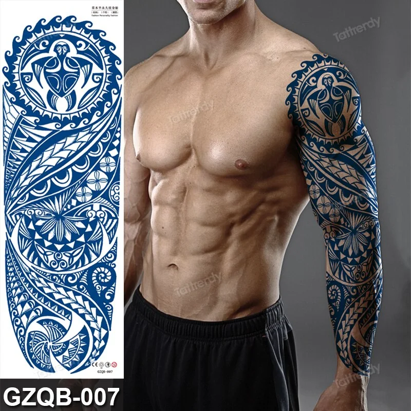 large temporary tattoos full arm sleeve tattoo men totem tribal dragon desgins long lasting tattoo waterproof safe juice ink