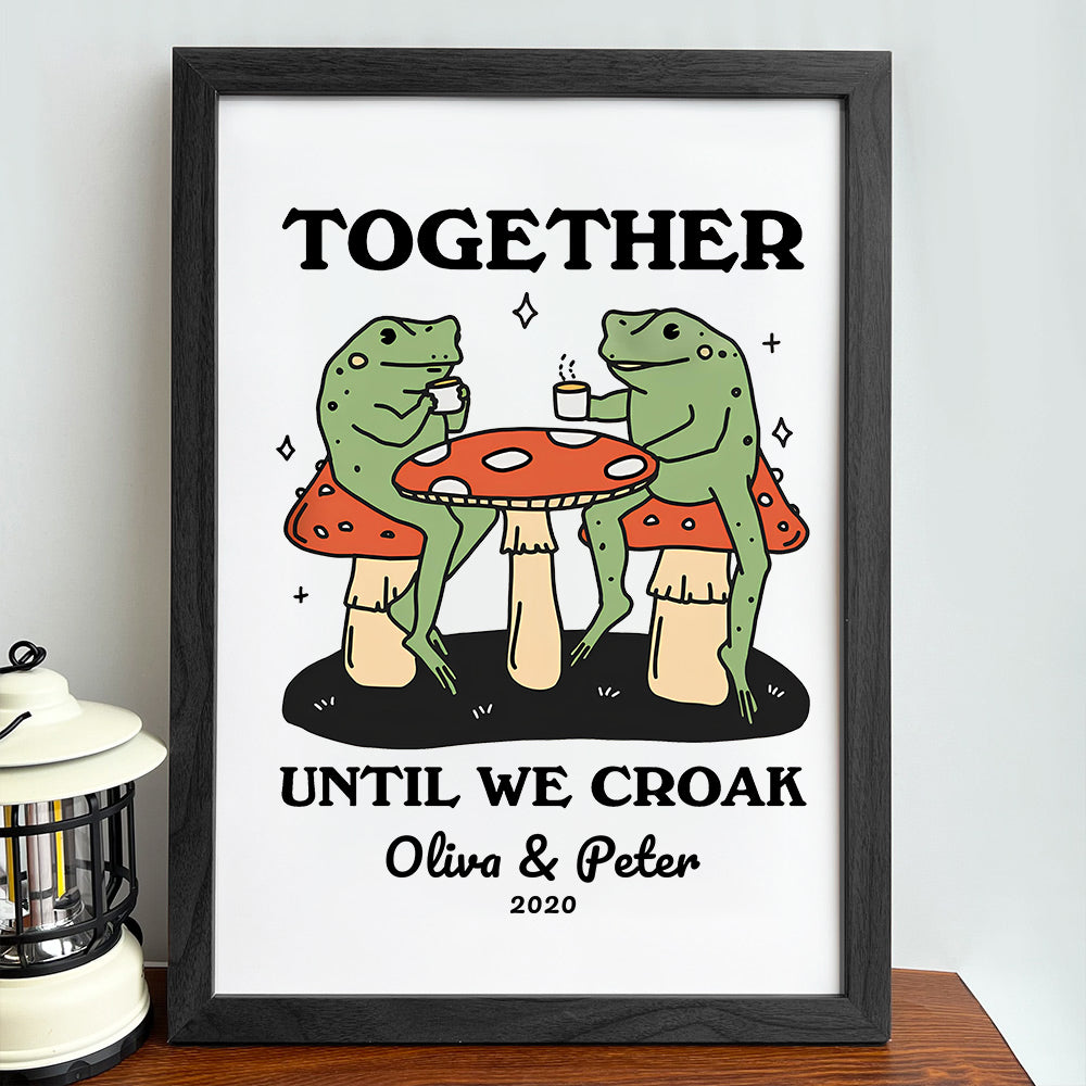 Loveyoufancy Personalized Frog Illustration Print Frame Together Until We Croak Style 1