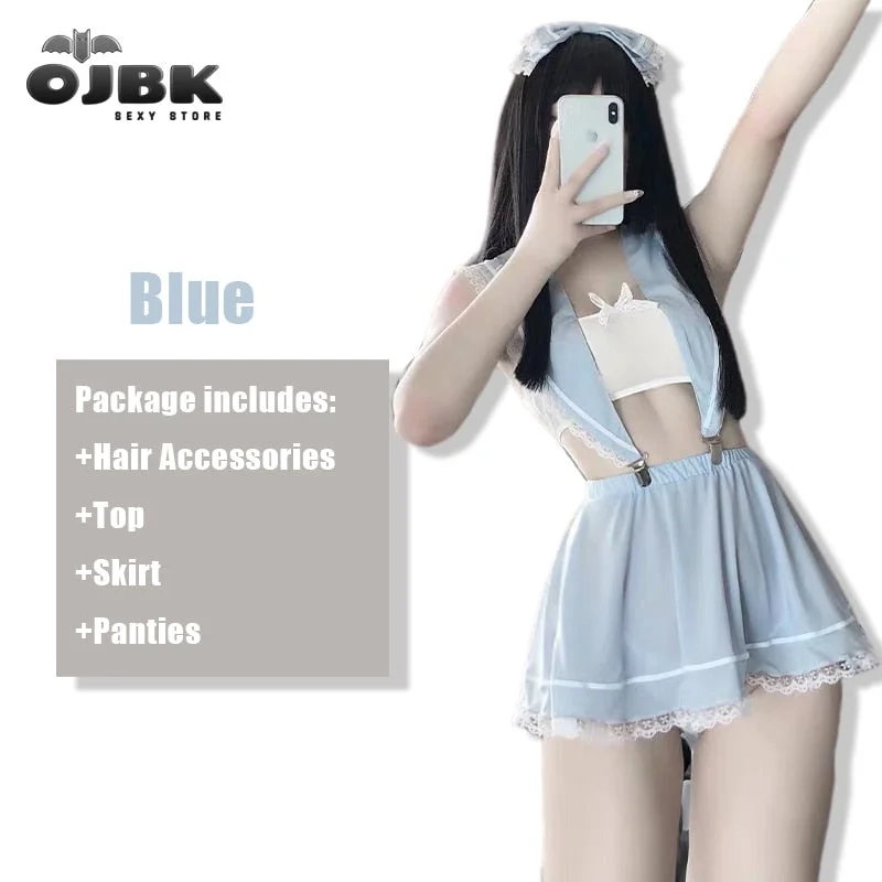 OJBK Sexy Blue Student Role Play Costume Sweet Japanese School Girl Lingerie Women's Strap Skirt Sailor Sling Uniform 2020 New