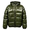 Glossy Black Hooded Puffer Jacket Warm Quilted Winter Bubble Coat by Inlyline
